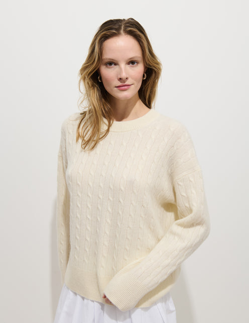 Charlie Cable Sweater In Cashmere