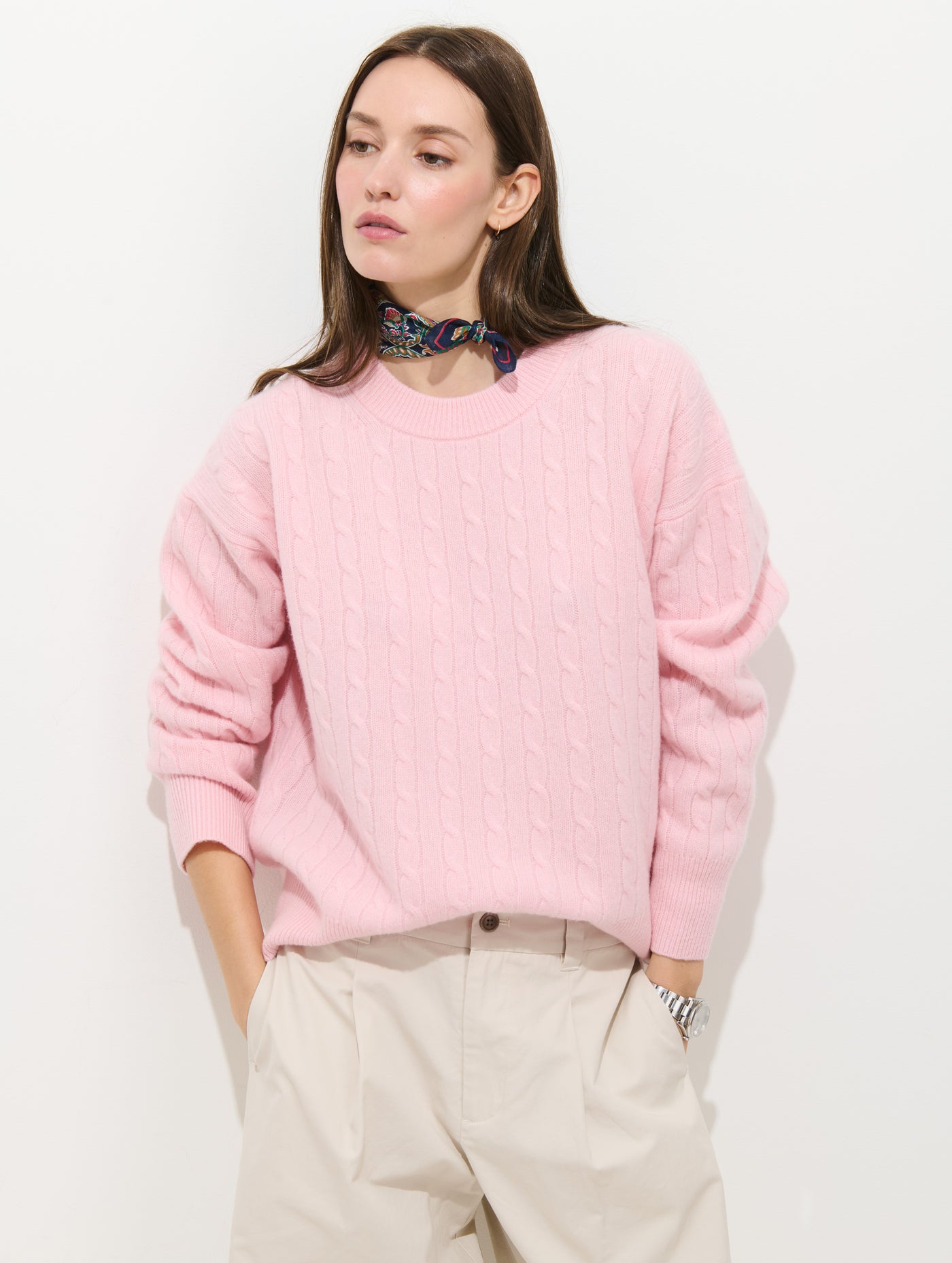 Charlie Cable Sweater In Cashmere