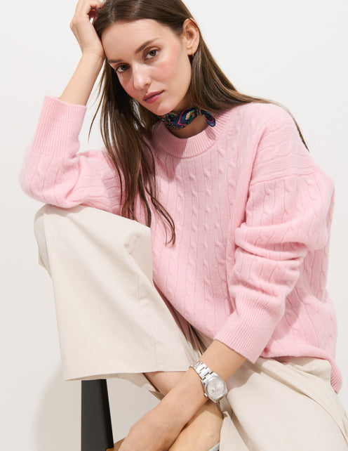 Charlie Cable Sweater In Cashmere