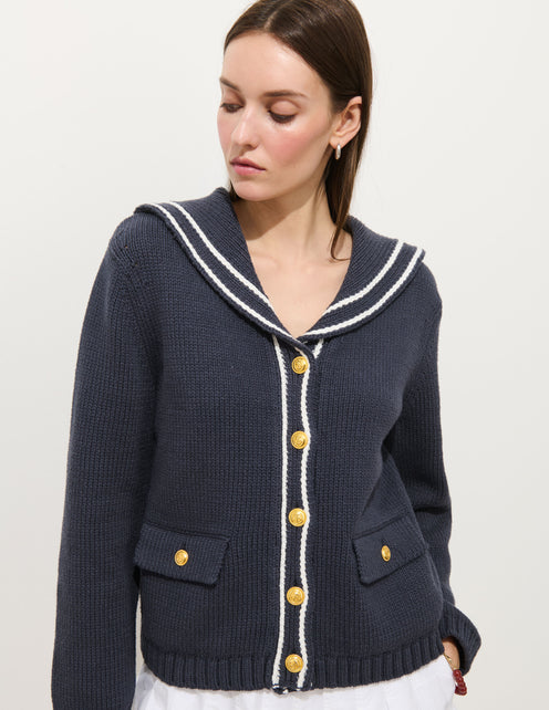 Cassie Sailor Cardigan 
In Cotton Blend