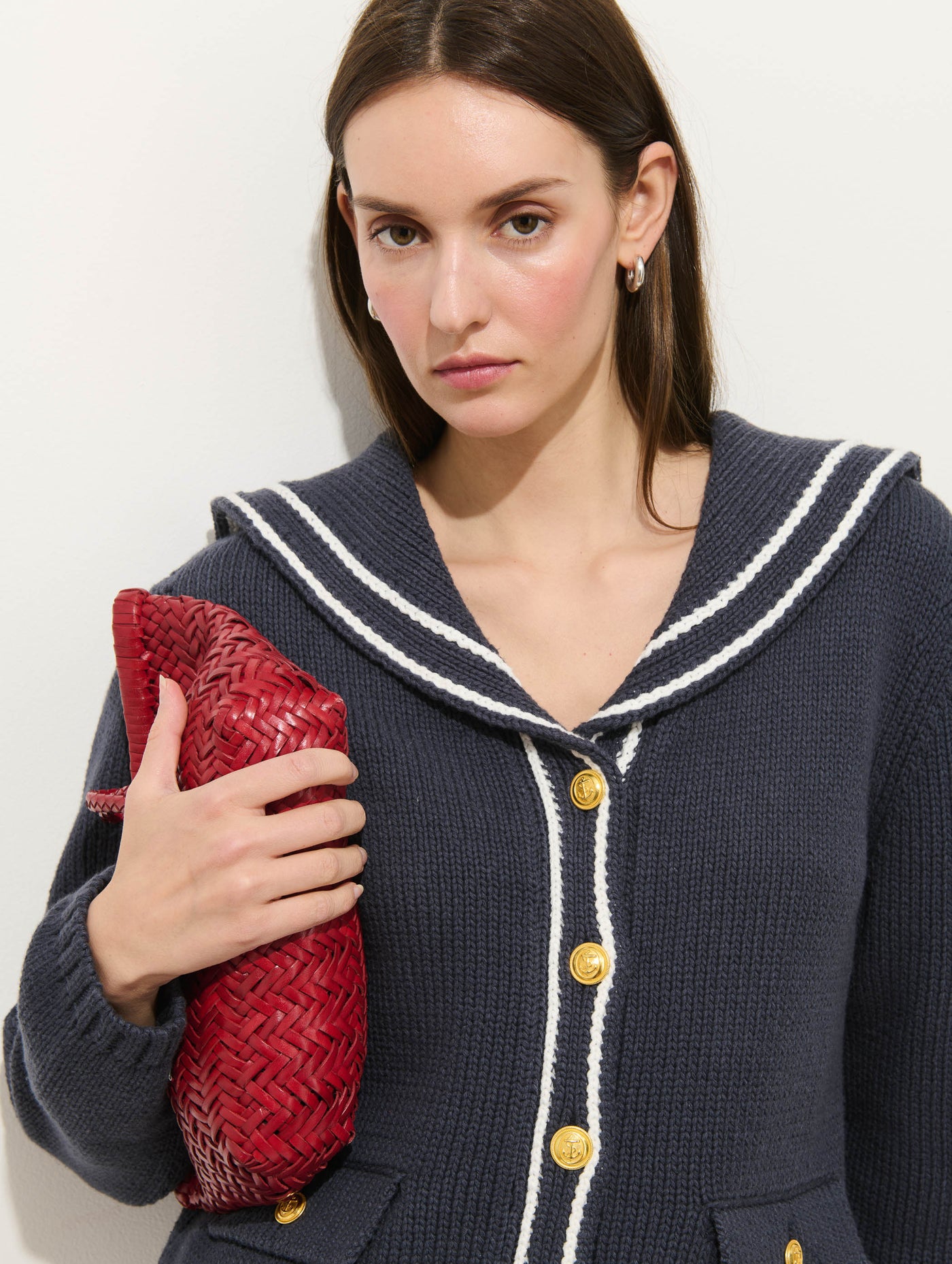 Cassie Sailor Cardigan 
In Cotton Blend