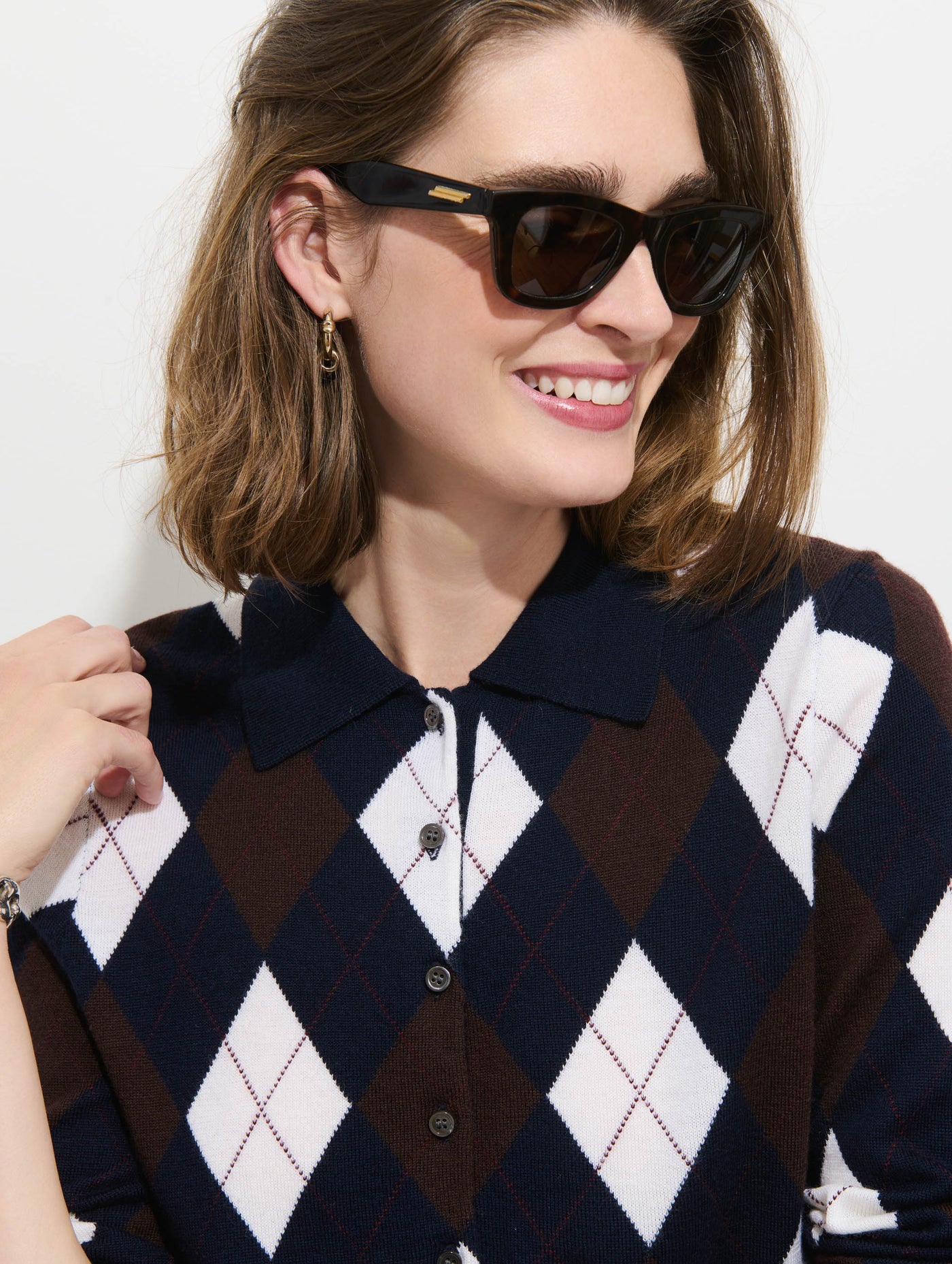Lillian Polo in Argyle Merino Wool