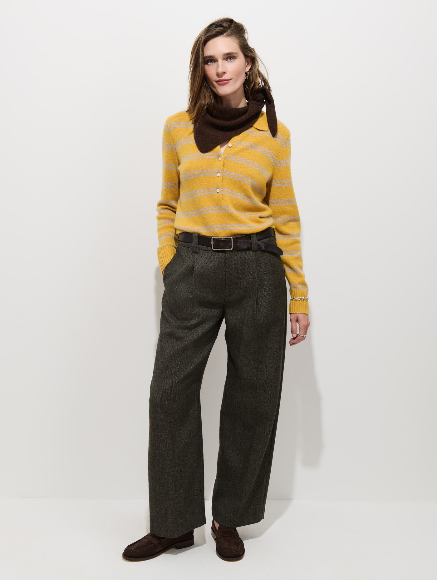 Park Striped Polo in Washed Cashmere
