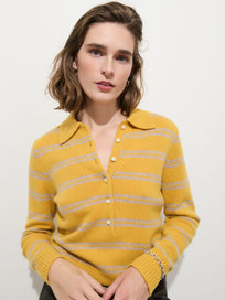 Park Striped Polo in Washed Cashmere
