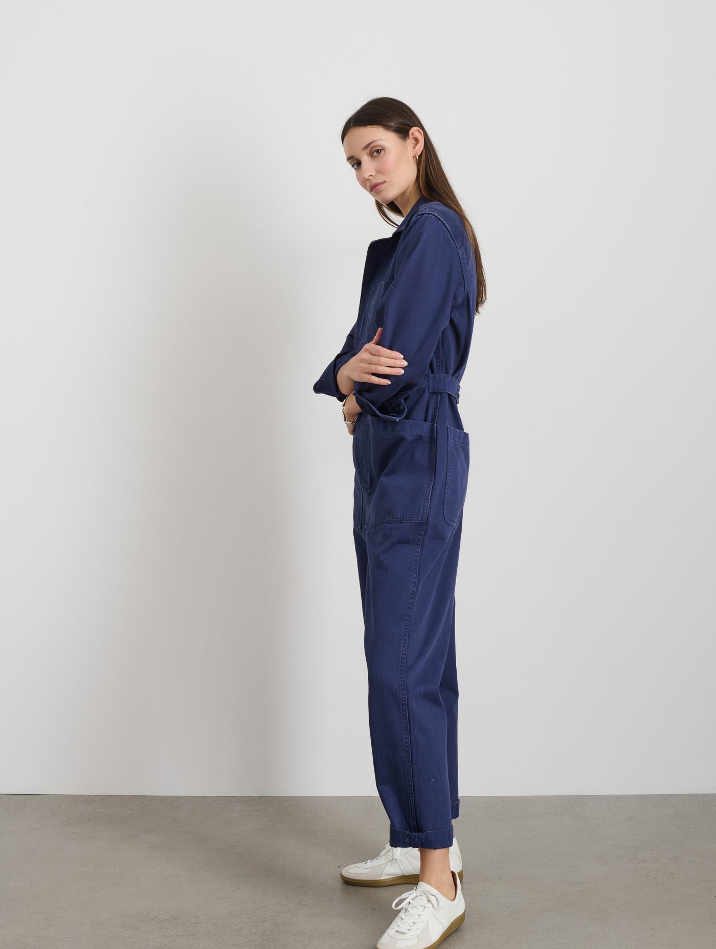 Standard Zip Jumpsuit in Herringbone