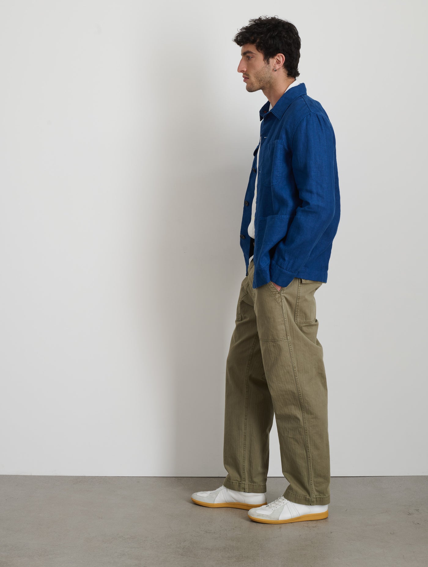 Garment Dyed Work Jacket in Linen