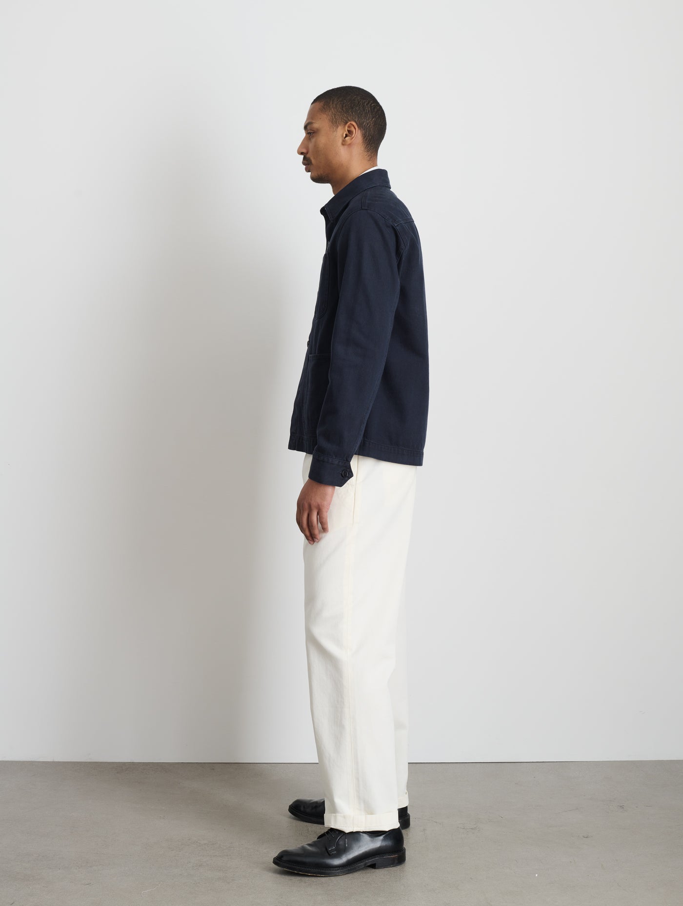 Garment Dyed Work Jacket In Recycled Denim