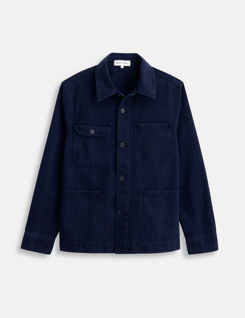 Garment Dyed Work Jacket In Recycled Denim