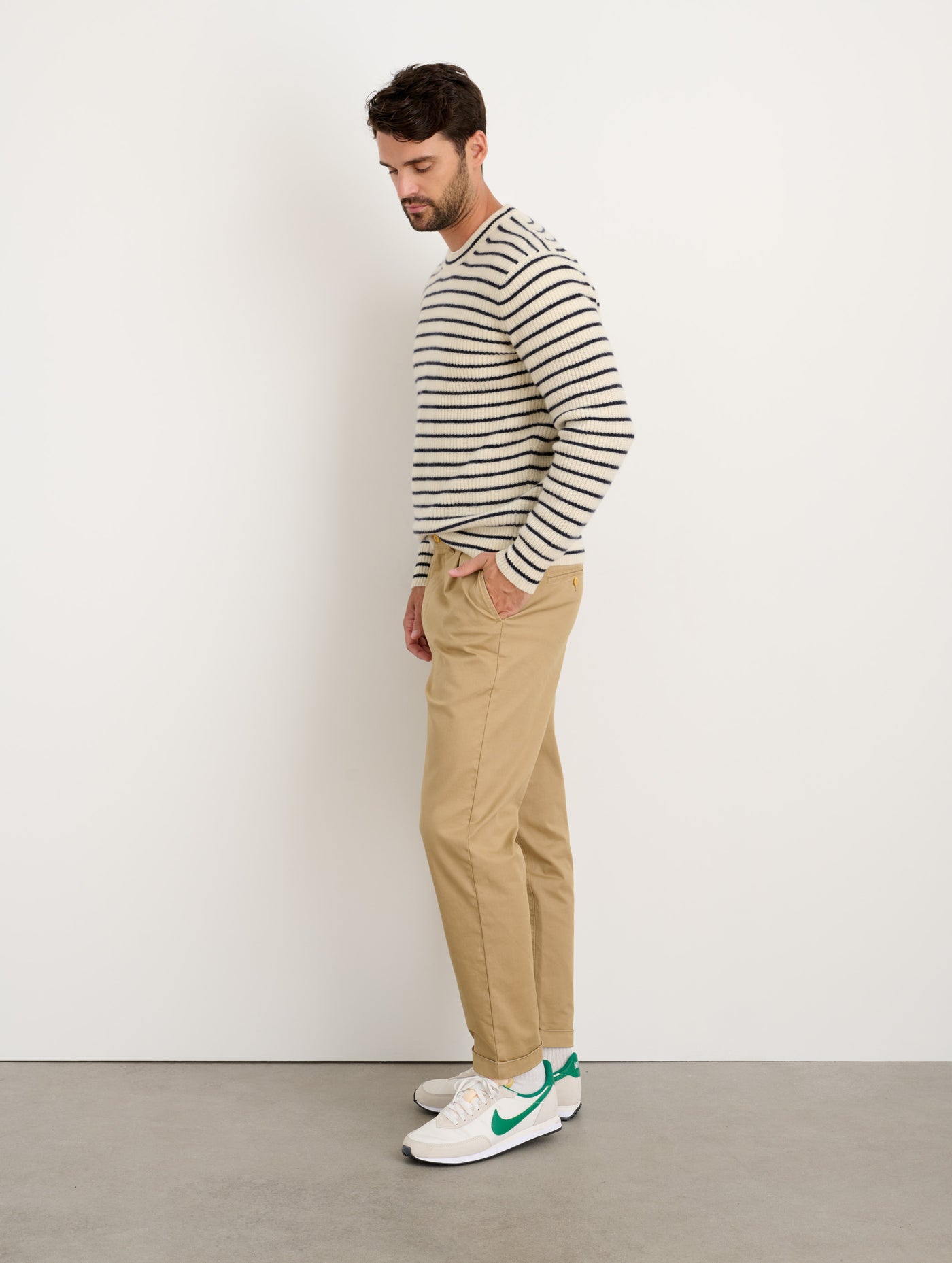 Jordan Striped Sweater in Washed Cashmere